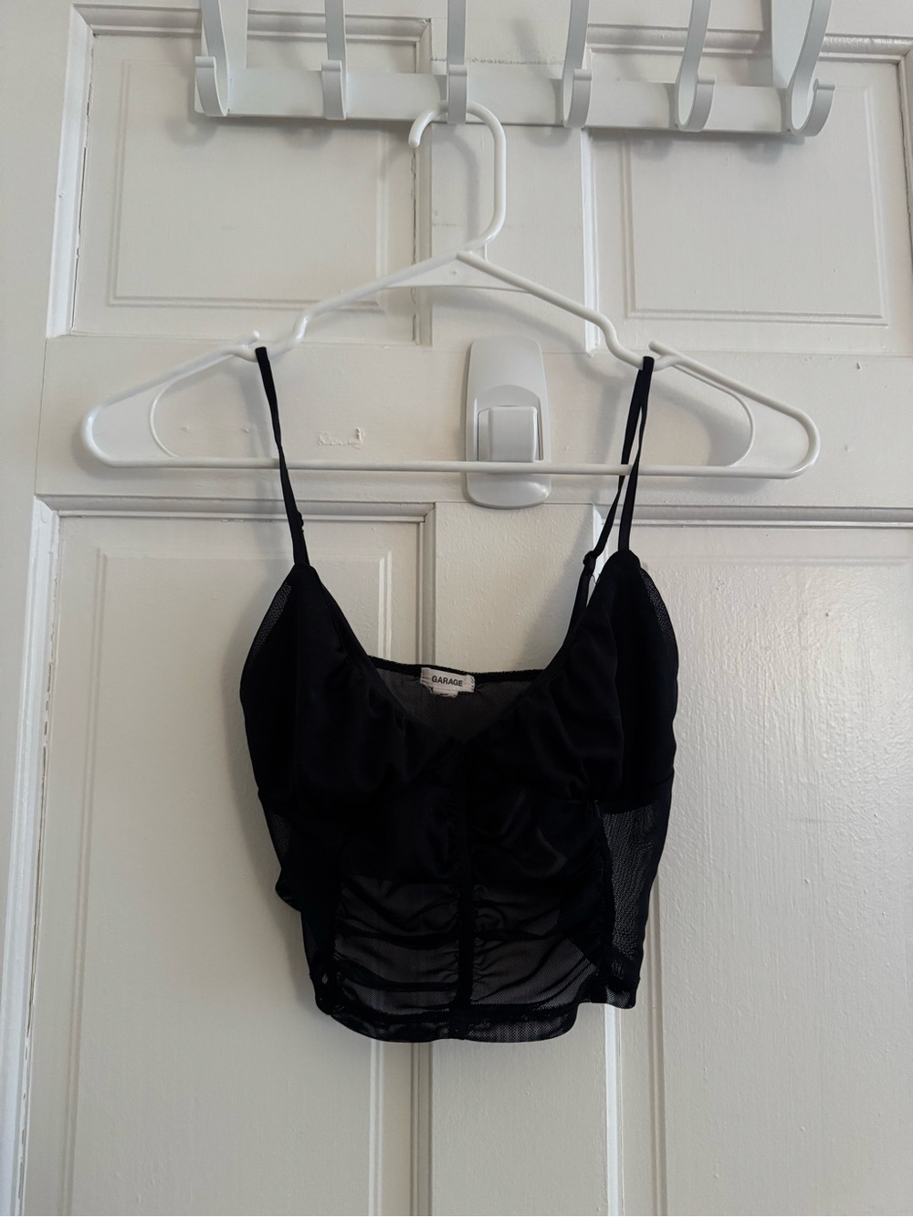 Garage Black Mesh Crop Cami Top